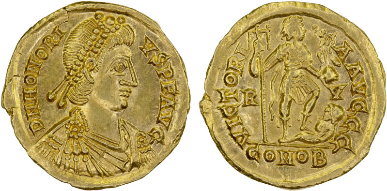 ROMAN EMPIRE: Honorius, 393-423 AD, AV solidus (4.46g), Ravenna, 408-423 AD, RIC...