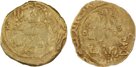 GREAT MONGOLS: Anonymous, ca. 1230s-1240s, AV dinar (3.13g), Otrar, ND, A-A1967, mint name below the kalima on the obverse, citing the caliph al-Nasir...