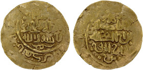 GREAT MONGOLS: Anonymous, ca. 1220s-1250s, AV dinar (4.67g), NM, ND, A-A1967, kalima // name & title of the caliph al-Nasir, style of the Badakhshan r...