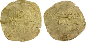 GREAT MONGOLS: Anonymous, ca. 1220s-1250s, AV dinar (3.12g), NM, ND, A-A1967, first half of the kalima above the name of the caliph al-Nasir li-din Al...