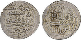 ILKHAN: Ghazan Mahmud, 1295-1304, AR double dirham (4.32g), Tiflis, AH698//698, A-2172, Bennett, standard type for Ghazan Mahmud, but with the mint na...