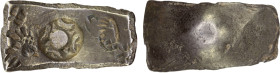 ANCIENT INDIA: NARHAN: Anonymous, ca. 600-500 BC, AR double karshapana (6.51g), Pieper-41, four-crescent-symbol, banker's marks including an animal ma...