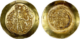 ANCIENT INDIA: KIDARITE: Anonymous, late 4th, 5th century, AV scyphate dinar (7.31g), Cribb-13, ANS-2422/29, posthumous issue in the name of Varhran, ...