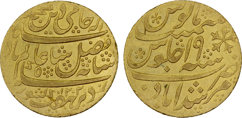 BENGAL PRESIDENCY: AV mohur (12.37g), "Murshidabad", AH1202 year 19 (frozen), St...