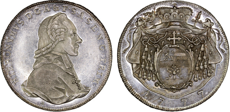 SALZBURG: Hieronymus Graf Colloredo, 1772-1803, AR thaler, 1777-M, KM-435, Dav-1...