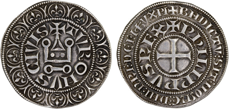 FRANCE: Philippe IV, 1285-1314, AR gros tournois (4.05g), Duplessy-213, well str...