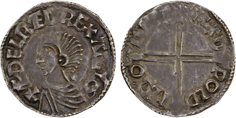 ANGLO-SAXONS: Aethelred II, 978-1016, AR penny (1.67g), long cross type, About X...