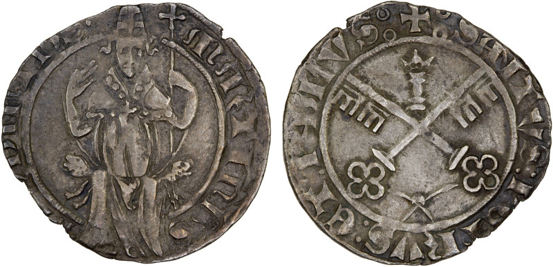 PAPAL STATES: Martin V. 1417-1431, AR grosso (1.97g), Berman-285, Avignon Mint, ...