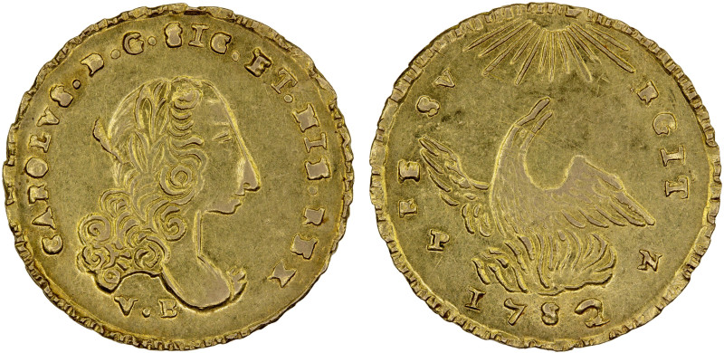 SICILY: Charles V, 1735-1759, AV oncia (4.45g), 1752-PN, Cr-14b, a few light scr...