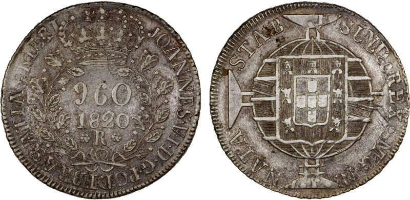 BRAZIL: João VI, 1816-1822, AR 960 reis, 1820-R, KM-326.1, Rio de Janeiro Mint, ...