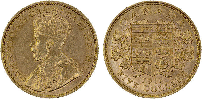 CANADA: George V, 1910-1936, AV 5 dollars, 1912, KM-26, UNC, ex Dr. Robert A. Ro...