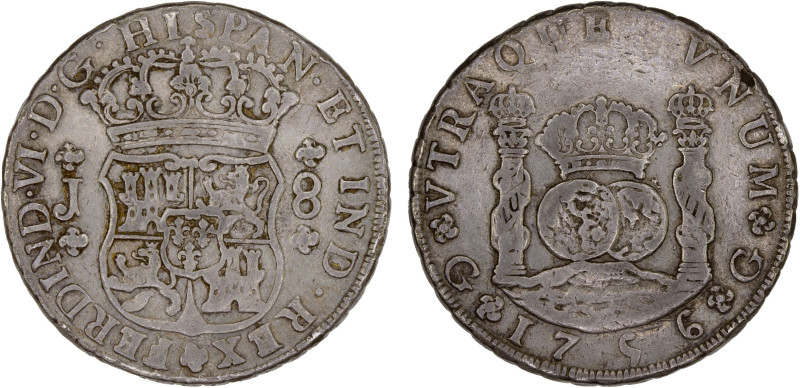 GUATEMALA: Fernando VI, 1747-1759, AR 8 reales (26.74g), 1756-G, KM-18, assayer ...