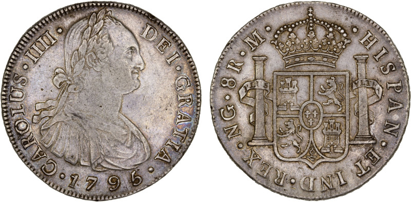 GUATEMALA: Carlos IV, 1788-1808, AR 8 reales, 1795-NG, KM-53, assayer M, 2 light...