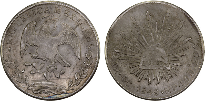 MEXICO: Republic, AR 8 reales, 1849-GC, KM-377.7, DP-GC06, assayer MP, obverse s...