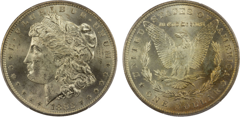 UNITED STATES: AR dollar, 1882-CC, KM-110, Morgan type, a wonderful mint state e...