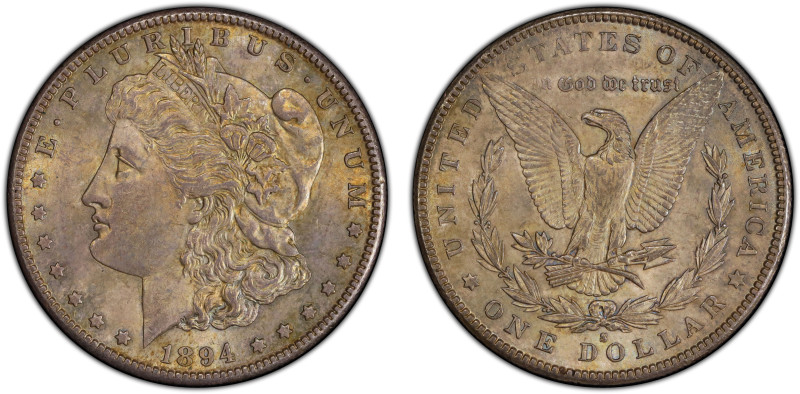 UNITED STATES: AR dollar, 1894-S, KM-110, Morgan type, an attractively-toned nea...