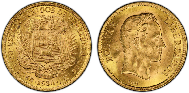 VENEZUELA: Republic, AV 10 bolivares, 1930, Y-31, a wonderful lustrous example! ...