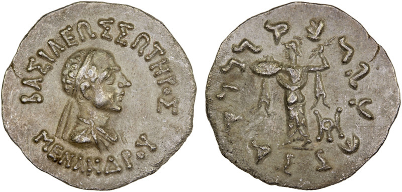 BACTRIA: Menander I Soter, ca. 155-130 BC, AR drachm (2.38g), Bop-13H, diademed ...