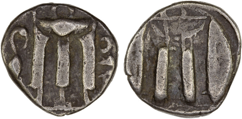 BRUTTIUM: Kroton, AR nomos (didrachm) (7.65g), ca. 480-430 BC, HNI-2106, tripod,...