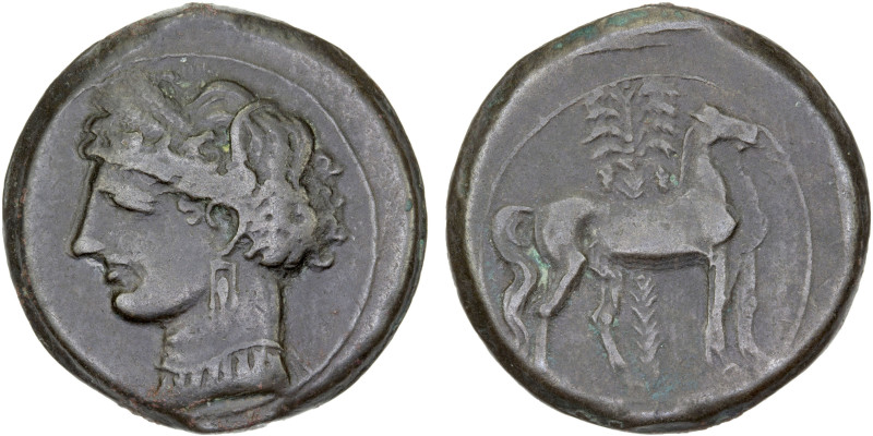 CARTHAGE: BI tridrachm (12.63g), ca. 210-205 BC, SNG Copenhagen 351, Second Puni...