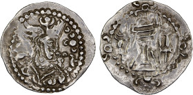 TOBAZINI: Anonymous, ca. 420-475, AR drachm (3.91g), Vondrovec-32A, imitating a drachm of the Sasanian Varhran IV (388-399), Bactrian legend and tamgh...