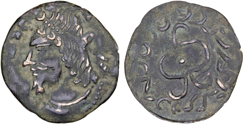 CHACH: Early Series: "Vanvan", 4th/6th century, AE cash (3.38g), S&K-1.1, diadem...