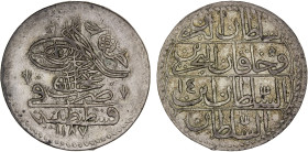 TURKEY: Abdul Hamid I, 1774-1789, BI 10 para (4.02g), AH1187 year 14, KM-384, well centered, some luster, XF.

Estimate: USD 75 - 100