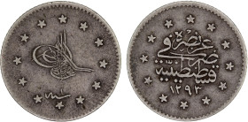 TURKEY: Murad V, 1876, AR kurush, AH1293 year 1, KM-710, Y-18, fine obverse scratches, mottled tone, rare one-year type, VF, R.

Estimate: USD 100 -...