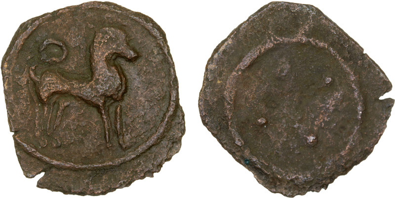 CEYLON: Anuradhapura Period, ca. 150 BC-100 AD, AE squarish unit (1.09g), Pieper...