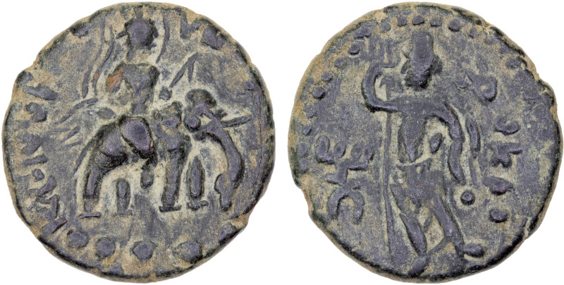 ANCIENT INDIA: KUSHAN: Huvishka, 151-190, AE tetradrachm (10.49g), Mitch-3291/33...