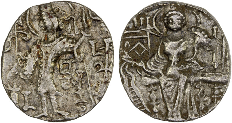 ANCIENT INDIA: KUSHAN: Kipunada, ca. 335-350, debased AV dinar (7.33g), Mitch-35...