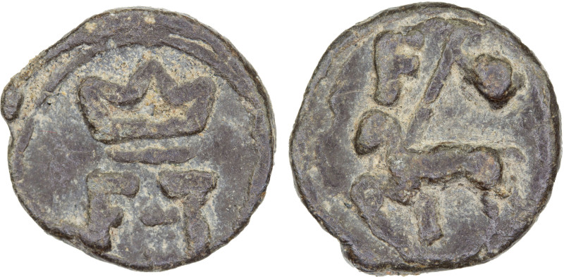 DANISH INDIA: TRANQUEBAR: Frederik III, 1648-1670, lead kas (2.42g), ND, KM-74, ...