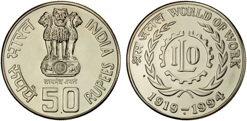 INDIA: Republic, 50 rupees, 1994, KM-262, 75th Anniversary of the International ...