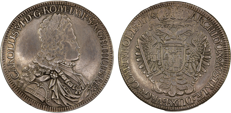 AUSTRIA: Karl VI, 1711-1746, AR cast thaler contemporary (26.70g), 1719, KM-1570...