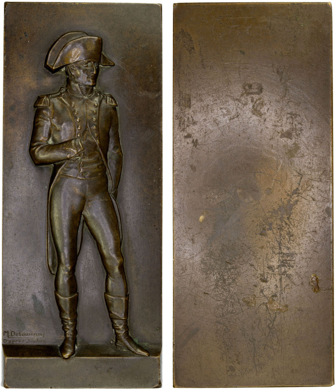 FRANCE: AE plaque, 42x100mm bronze uniface plaque by Maurice Delannoy of Napoleo...