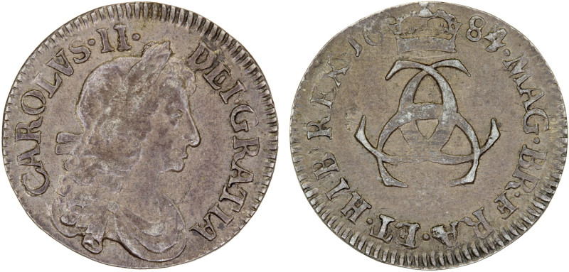 ENGLAND: Charles II, 1660-1685, AR threepence, 1684/3, KM-433, Spink-3386, light...