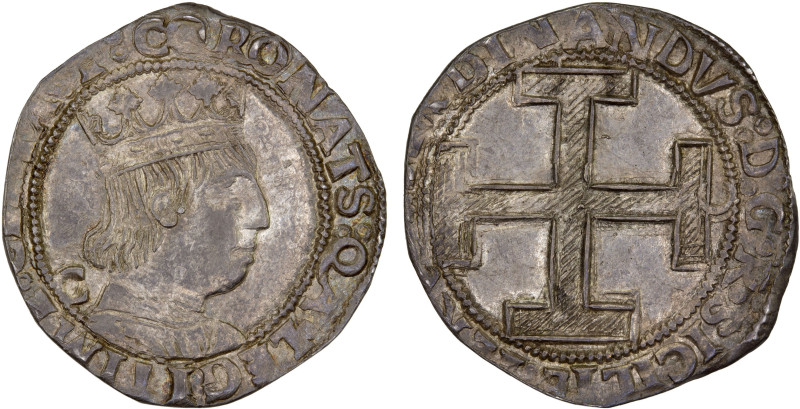 NAPLES: Ferdinand I of Aragon, 1458-1494, AR coronato, CNI-375v, Biaggi-1673, sl...