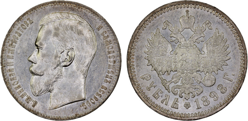 RUSSIA: Nicholas II, 1894-1917, AR rouble, 1898, Y-50.3, faint reverse scratches...