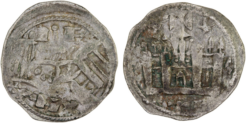 SPAIN: CASTILE: Alfonso VIII, 1158-1214, AR dinero (0.91g), AB-205, crowned and ...