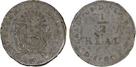 ARGENTINA: La Rioja, AR 1/2 real, 1854, KM-25, initial B, somewhat crude, two-year type, XF.

Estimate: USD 110 - 150