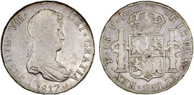 BOLIVIA: Fernando VII, 1808-1825, AR 8 reales, 1817, KM-84, Potosi Mint, assayer PJ, weakly struck with a fair amount of original luster, VF-XF, ex Al...