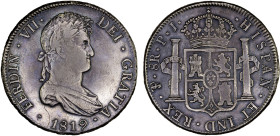 BOLIVIA: Fernando VII, 1808-1825, AR 8 reales, 1819, KM-84, Potosi Mint, assayer PJ, a nice collector specimen, About XF, ex Almer H. Orr III Collecti...