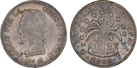 BOLIVIA: Republic, AR 8 soles, 1860, KM-138.6, assayer FJ, Potosi Mint, lovely original toning, AU, ex Almer H. Orr III Collection.

Estimate: USD 1...