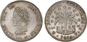 BOLIVIA: Republic, AR 8 soles, 1862, KM-138.6, assayer FP, Potosi Mint, XF-AU, ex Almer H. Orr III Collection.

Estimate: USD 100 - 150