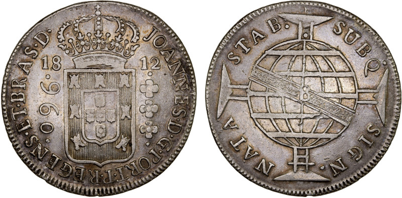 BRAZIL: João, regent, 1799-1816, AR 960 reis, 1812-B, KM-307.1, Bahia Mint, XF, ...