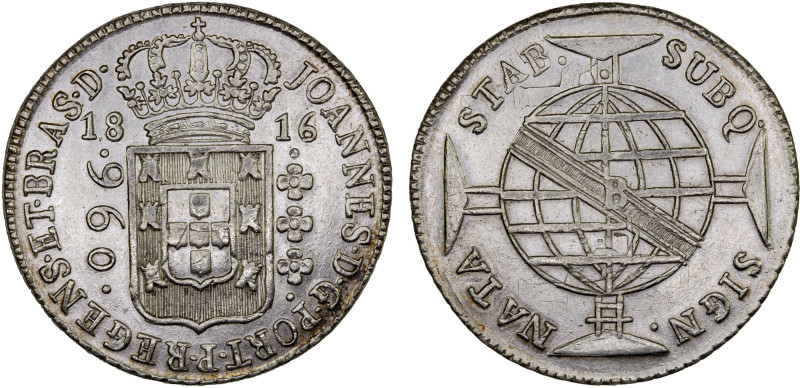 BRAZIL: João, regent, 1799-1816, AR 960 reis, 1816-B, KM-307.1, Bahia Mint, over...