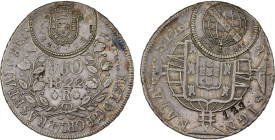 BRAZIL: João VI, 1816-1822, AR 960 reis, 1822-R, KM-326.1, counterstamped "SANPEX" for the Numismatic Exposition, November 5-12, 1949, AU counterstamp...