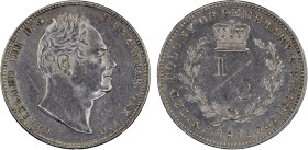 BRITISH GUIANA: ESSEQUIBO AND DEMERARY: George III, 1760-1820, AR 1/2 guilder, 1832, KM-18, some faint hairlines, round-topped 3 in date, AU, ex Dr. R...