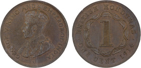 BRITISH HONDURAS: George V, 1910-1936, AE cent, 1914, KM-19, brown with some red, glossy obverse, MS64 BN.

Estimate: USD 100 - 150