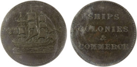 CANADA: Early Coinage, AE halfpenny, ND, Breton-997, Lees-27, SHIPS COLONIES & COMMERCE, ICCS graded XF40. The inscription refers to the famous statem...